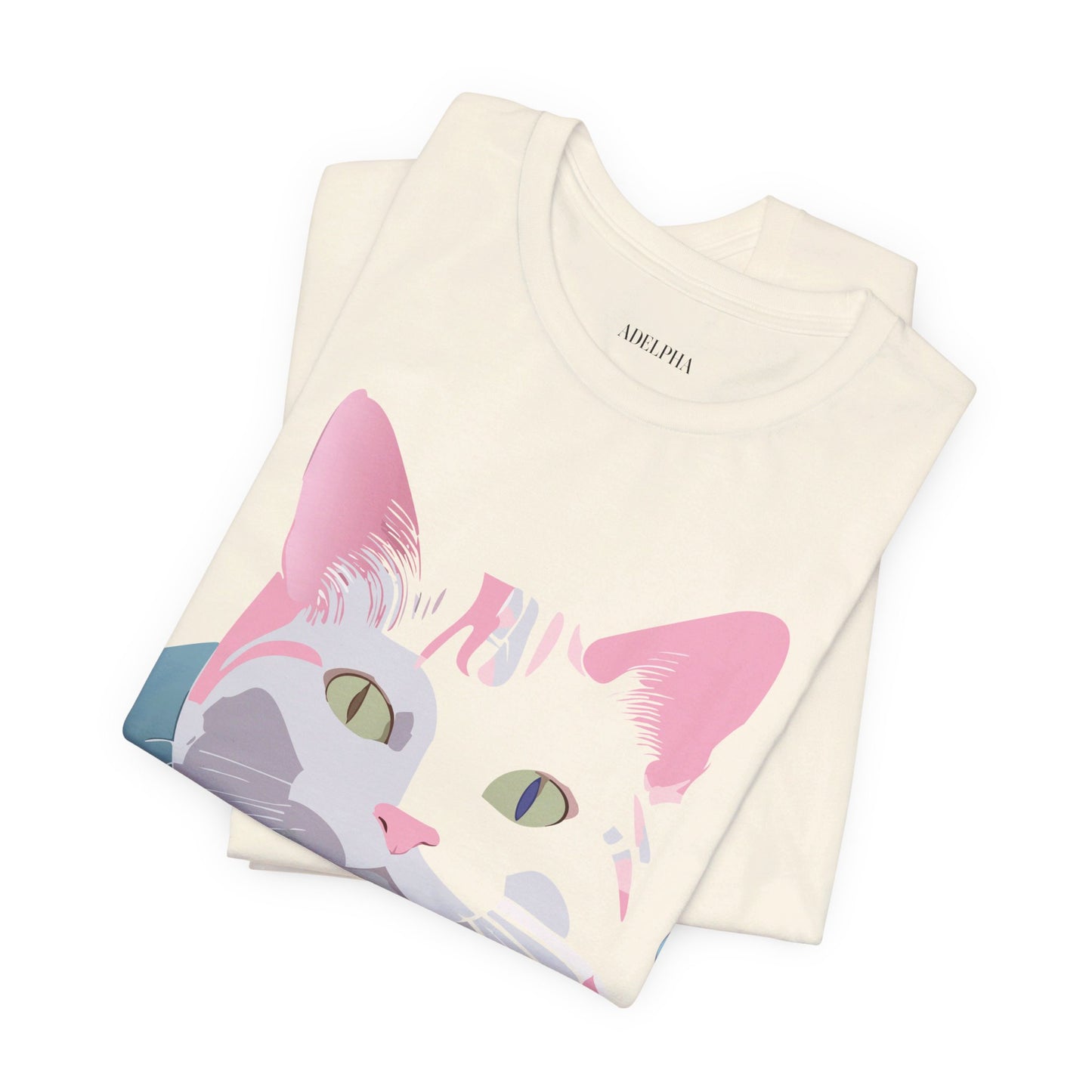 Natural Cotton Tee Shirt with Cat