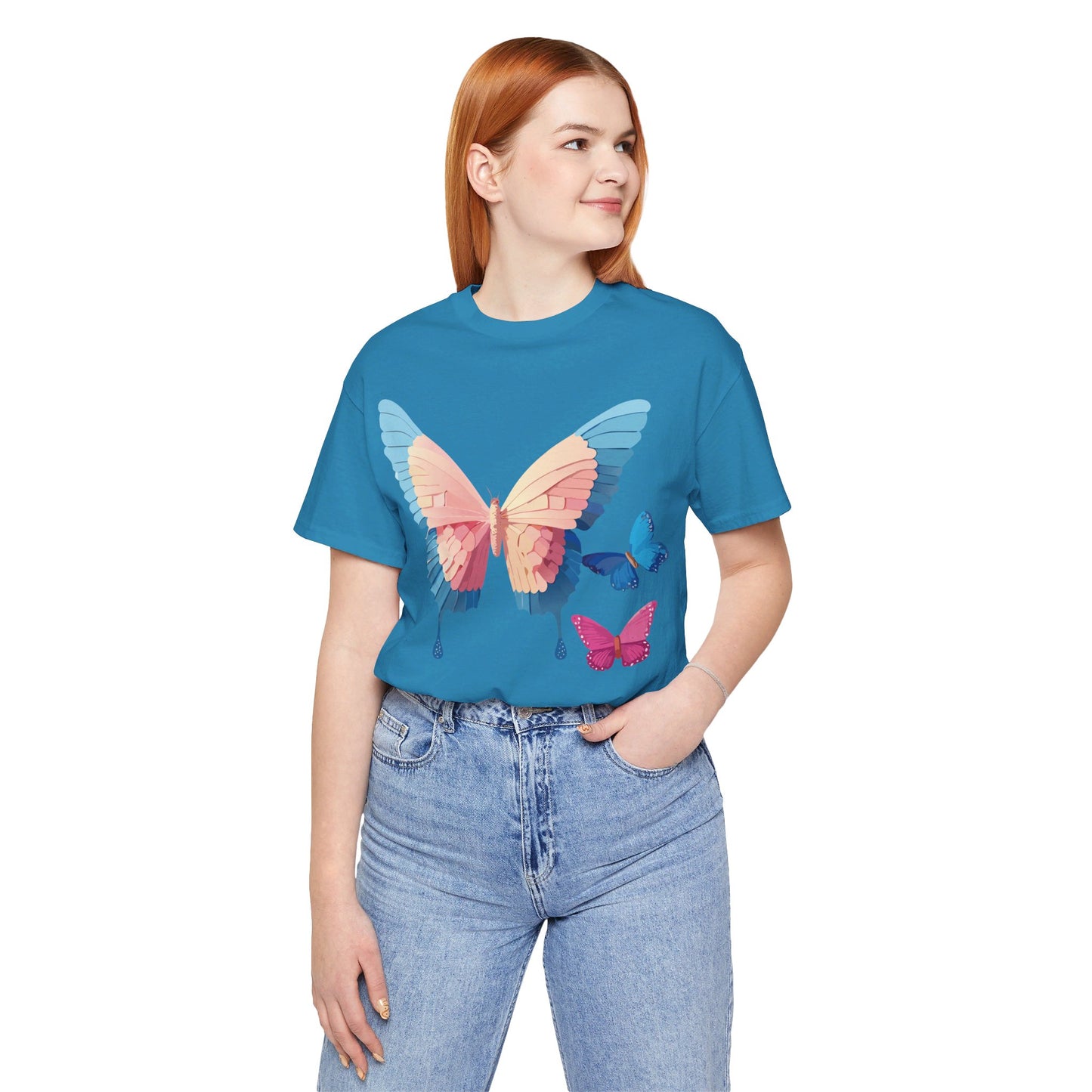 T-Shirt aus natürlicher Baumwolle mit Schmetterling