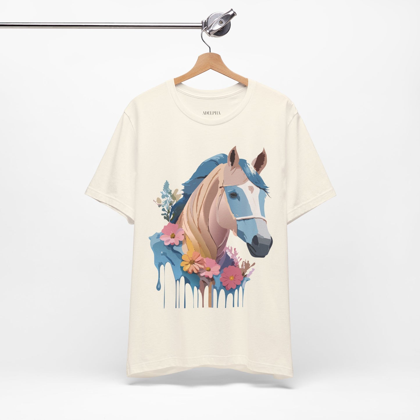 Natural Cotton Tee Shirt with Horse