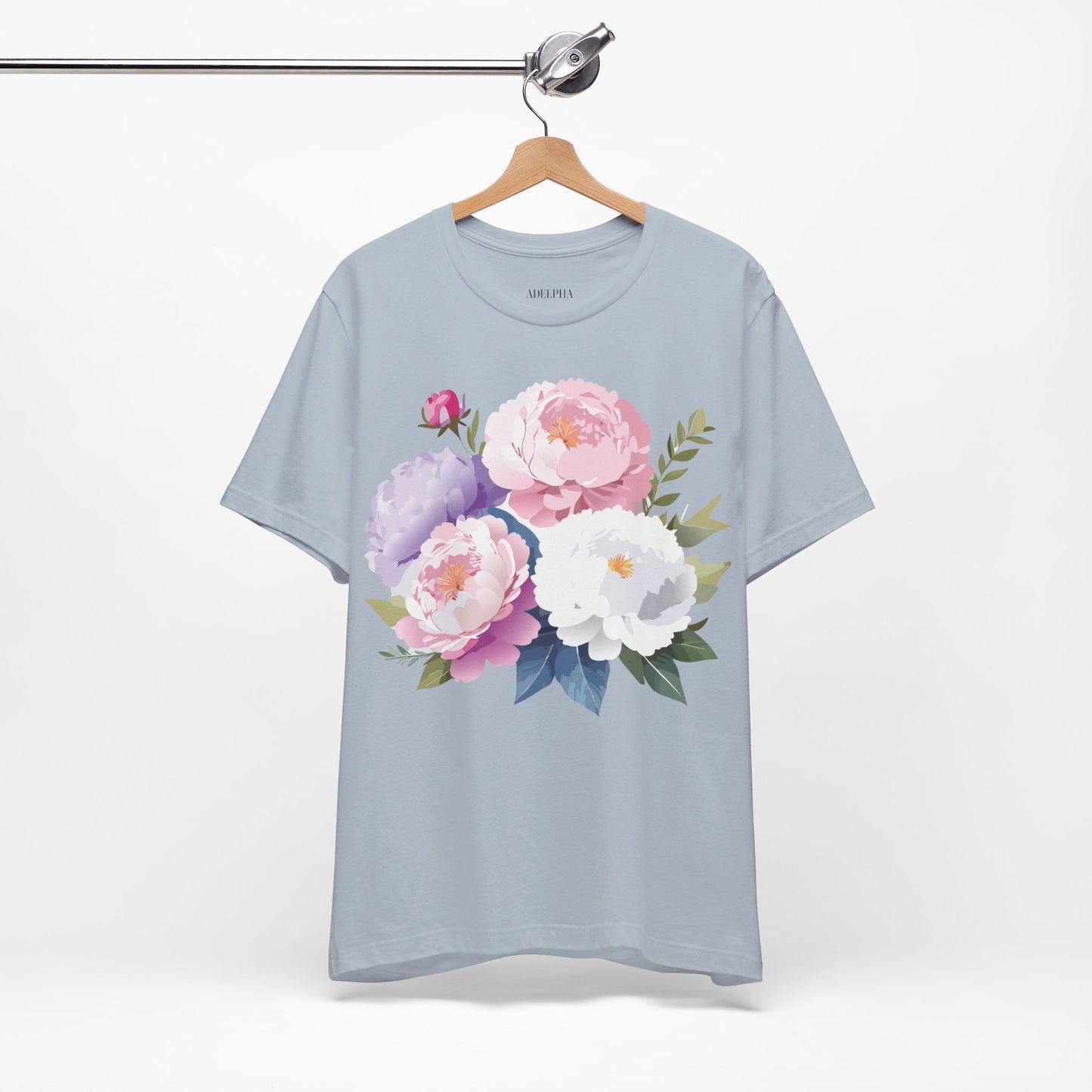 Natural Cotton Tee Shirt with Flowers