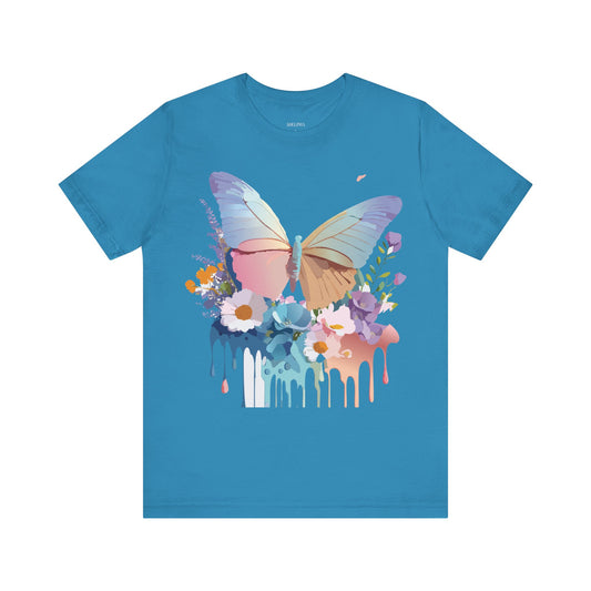 Natural Cotton Tee Shirt with Butterfly