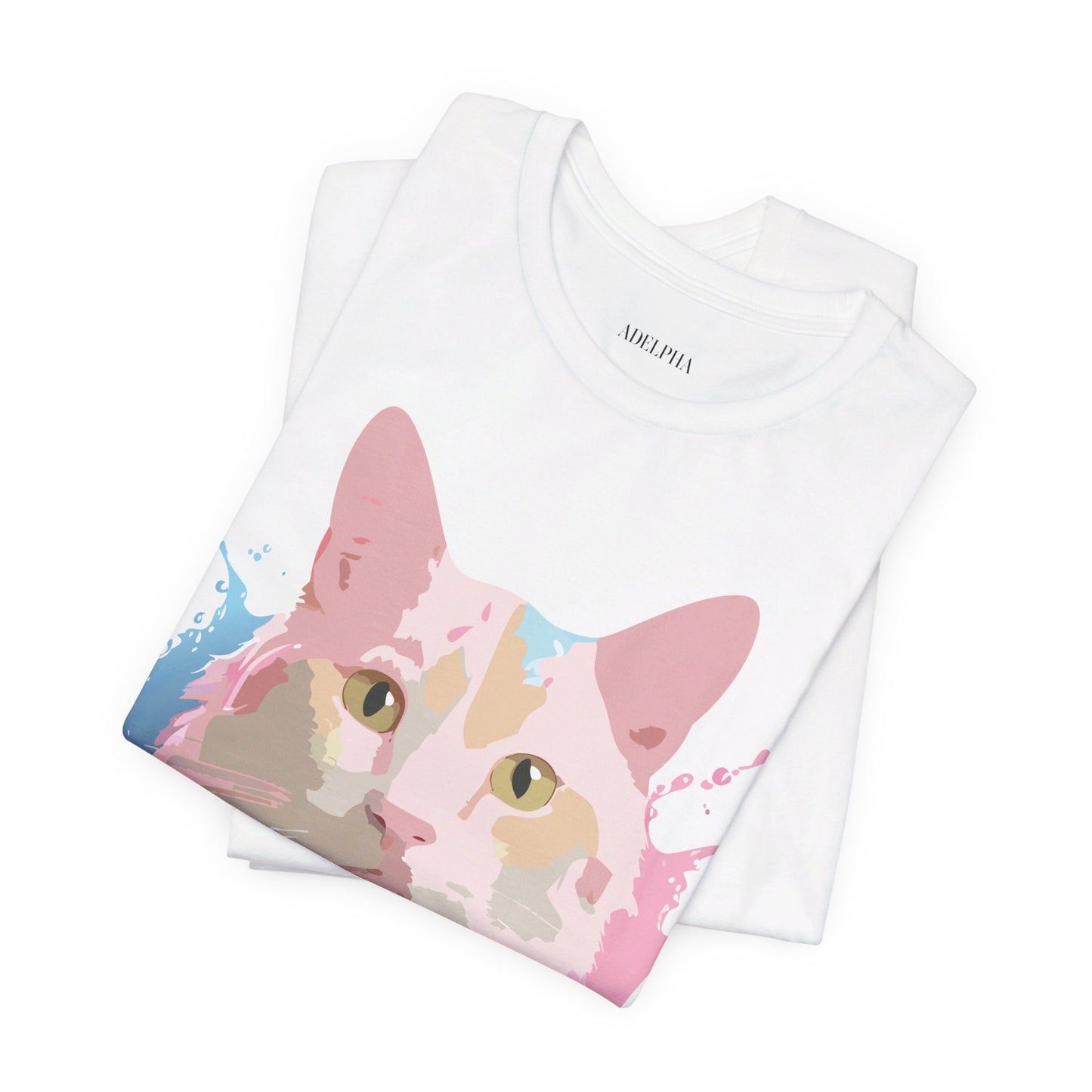 Natural Cotton Tee Shirt with Cat