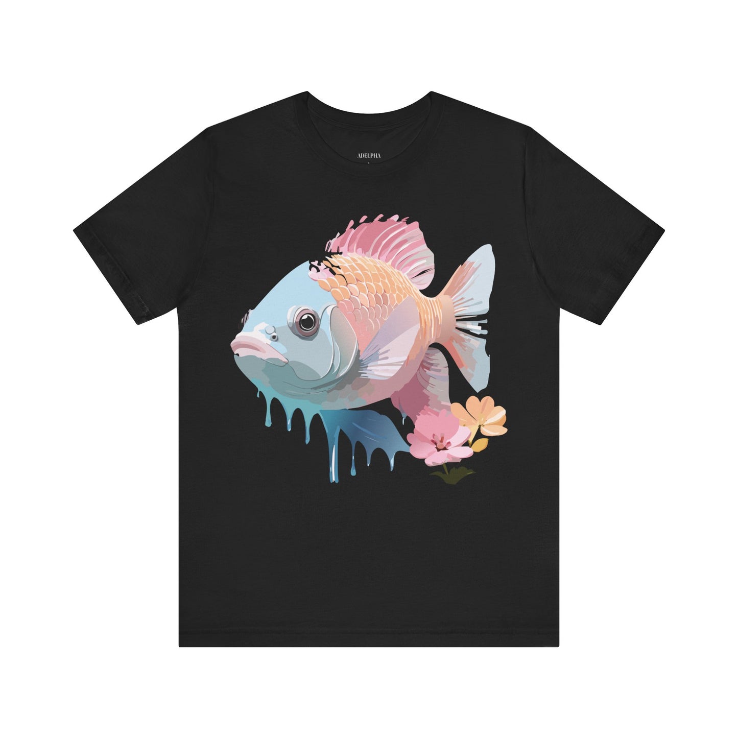 Natural Cotton Tee Shirt with Fish