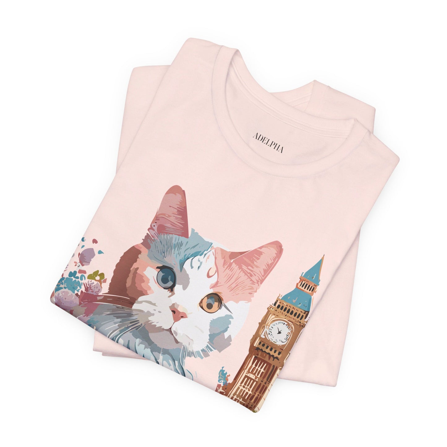 Natural Cotton Tee Shirt with Cat