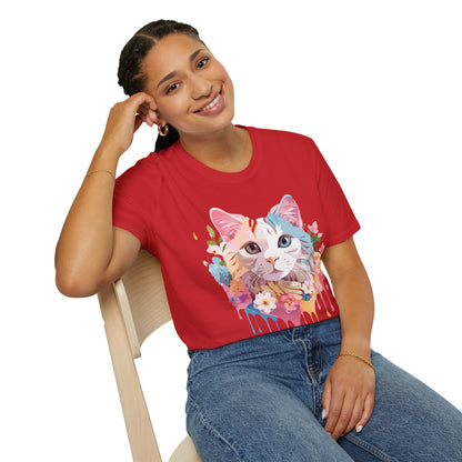 Cat Shirt Unisex Softstyle Tee 100 Percent Ring Spun Cotton Kitten Tee