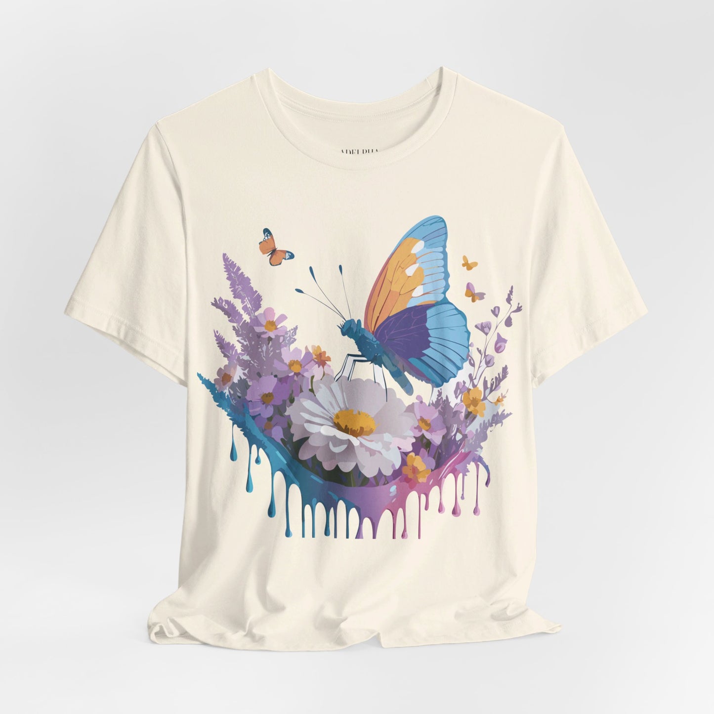 Natural Cotton Tee Shirt with Butterfly