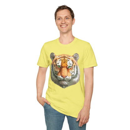 Tiger Print Shirt Unisex Animal Tee Gildan Softstyle 64000 Cotton Comfort