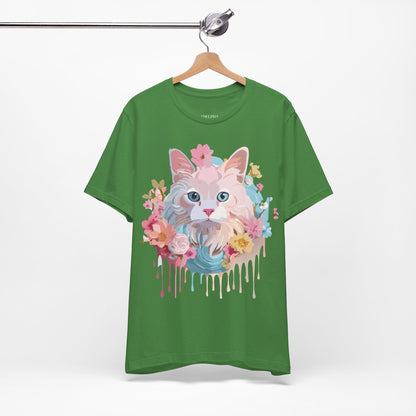 Natural Cotton Tee Shirt with Cat Printify