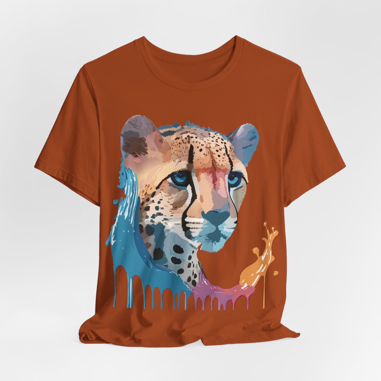 Natural Cotton Tee Shirt with Cheetah