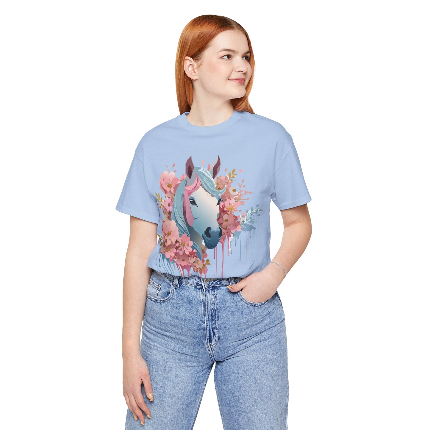 Natural Cotton Tee Shirt with Horse