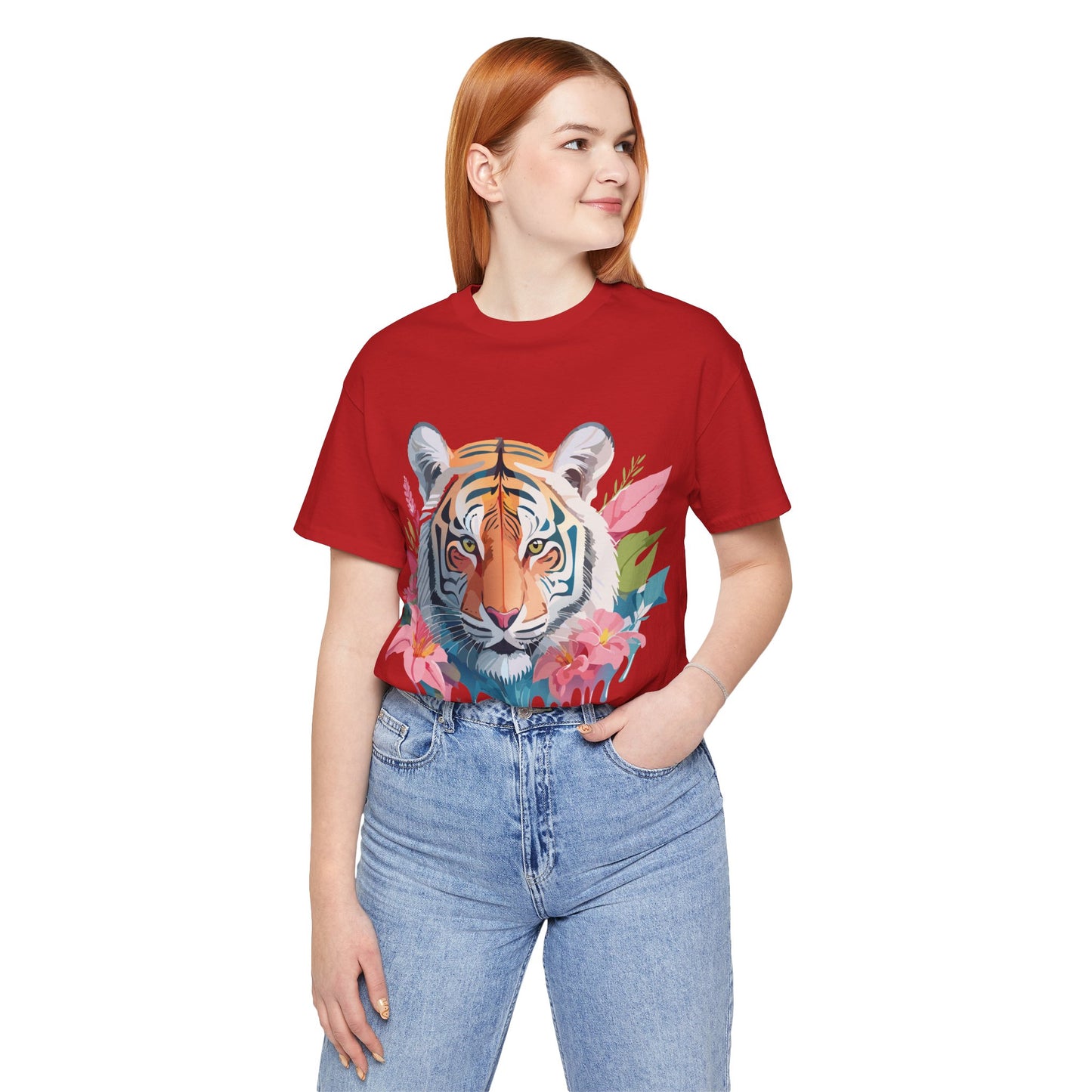 Natural Cotton Tee Shirt with Tiger