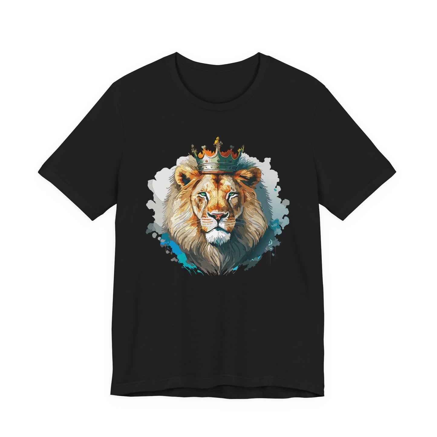 Lion with Crown Tee Unisex Cotton Watercolor King Lion Graphic T-Shirt 2