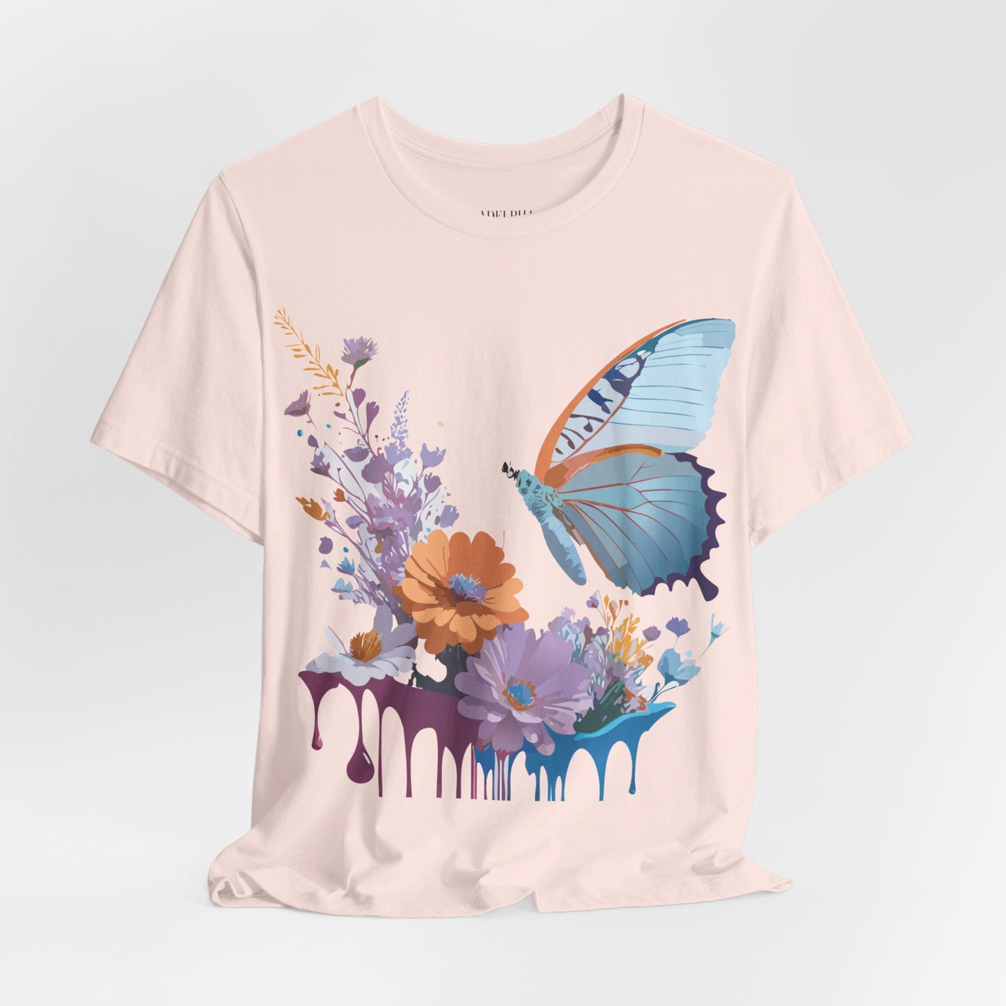 Natural Cotton Tee Shirt with Butterfly