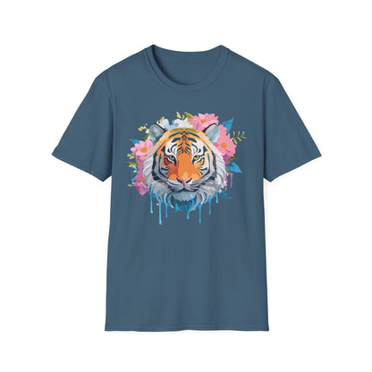 Tiger Print Shirt Unisex Short Sleeve Tee Gildan Softstyle 64000