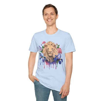 Unisex Softstyle Lion Shirt Floral Lion Tee Animal Print Graphic Tee