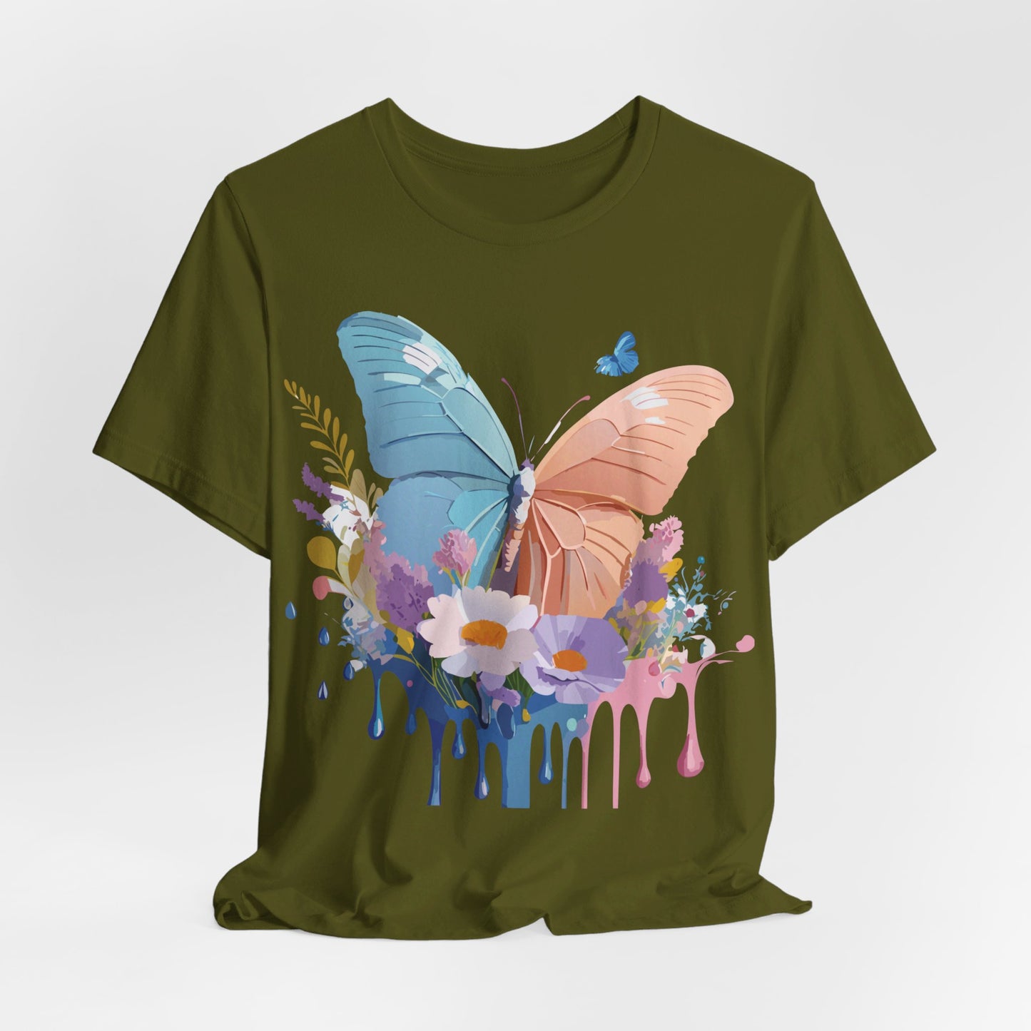 Natural Cotton Tee Shirt with Butterfly