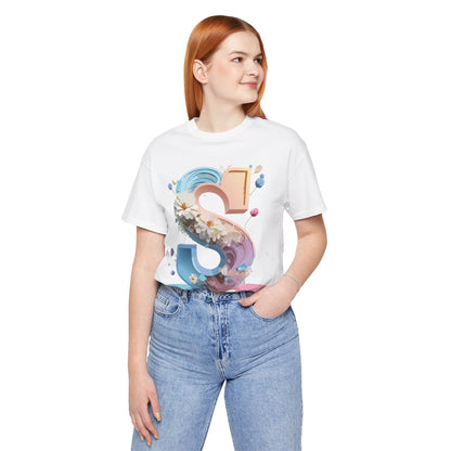 Natural Cotton Tee Shirt - Letters Collection - S Printify