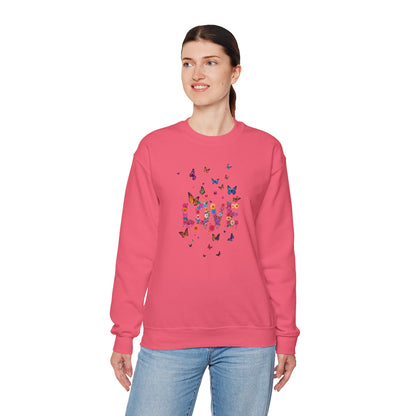 Unisex Floral Love Butterfly Sweatshirt 50 50 Cotton Poly Valentines Day