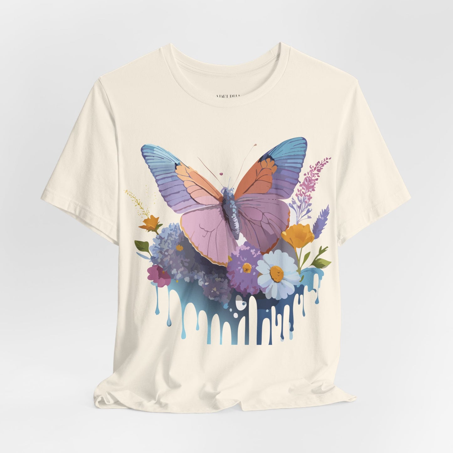 Natural Cotton Tee Shirt with Butterfly