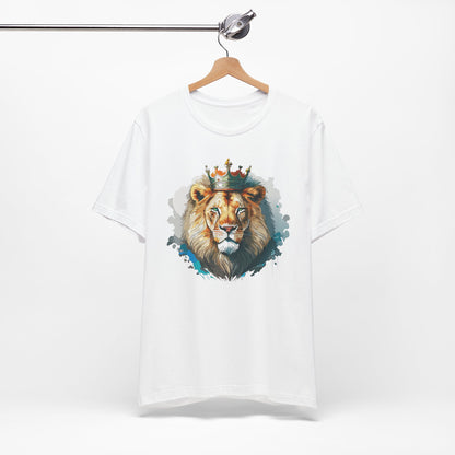 Lion with Crown Tee Unisex Cotton Watercolor King Lion Graphic T-Shirt 2