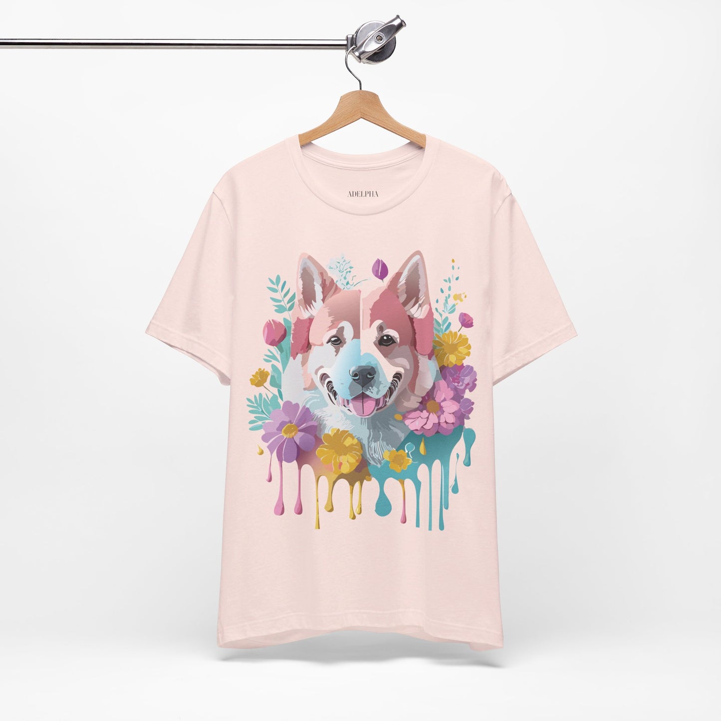 Natural Cotton Tee Shirt with Dog