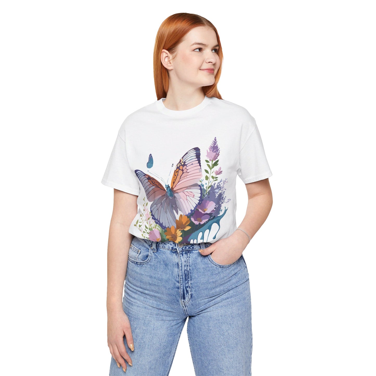 T-shirt en coton naturel avec papillon