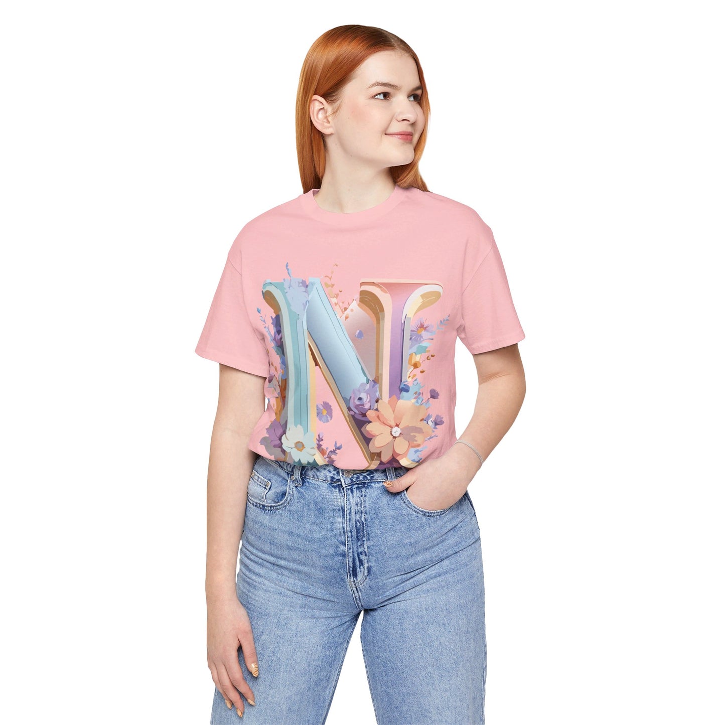 Natural Cotton Tee Shirt - Letters Collection - N