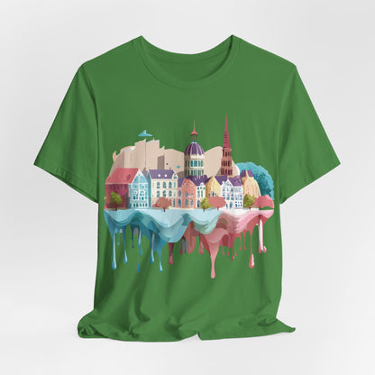 Natural Cotton Tee Shirt - Beautiful Places Collection - Warnemünde and Rostock - Germany Printify