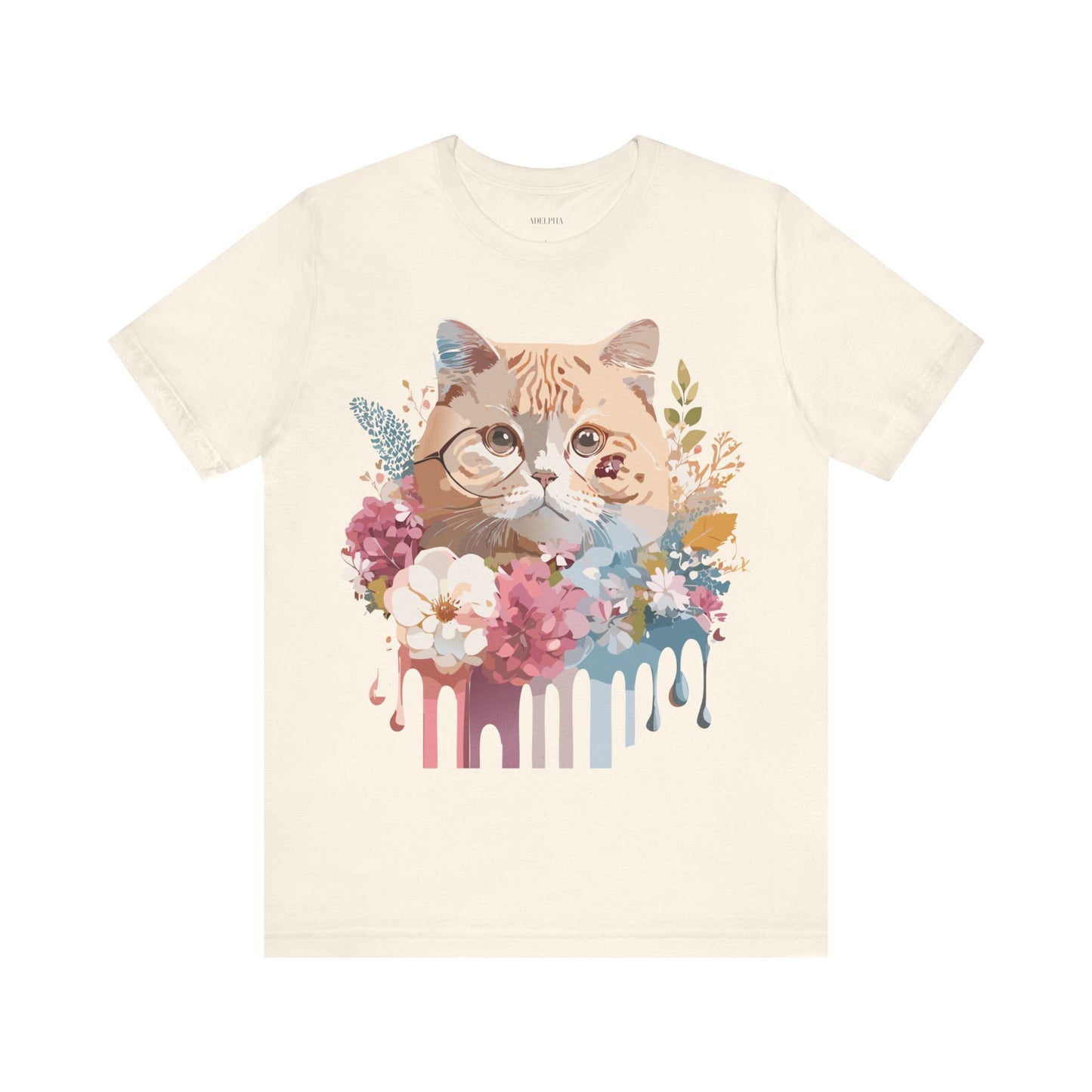 Natural Cotton Tee Shirt with Cat