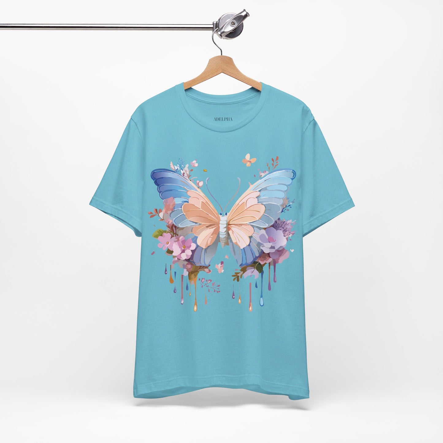 Natural Cotton Tee Shirt with Butterfly