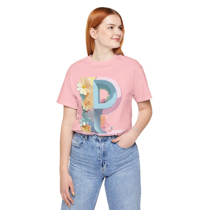 Natural Cotton Tee Shirt - Letters Collection - P Printify