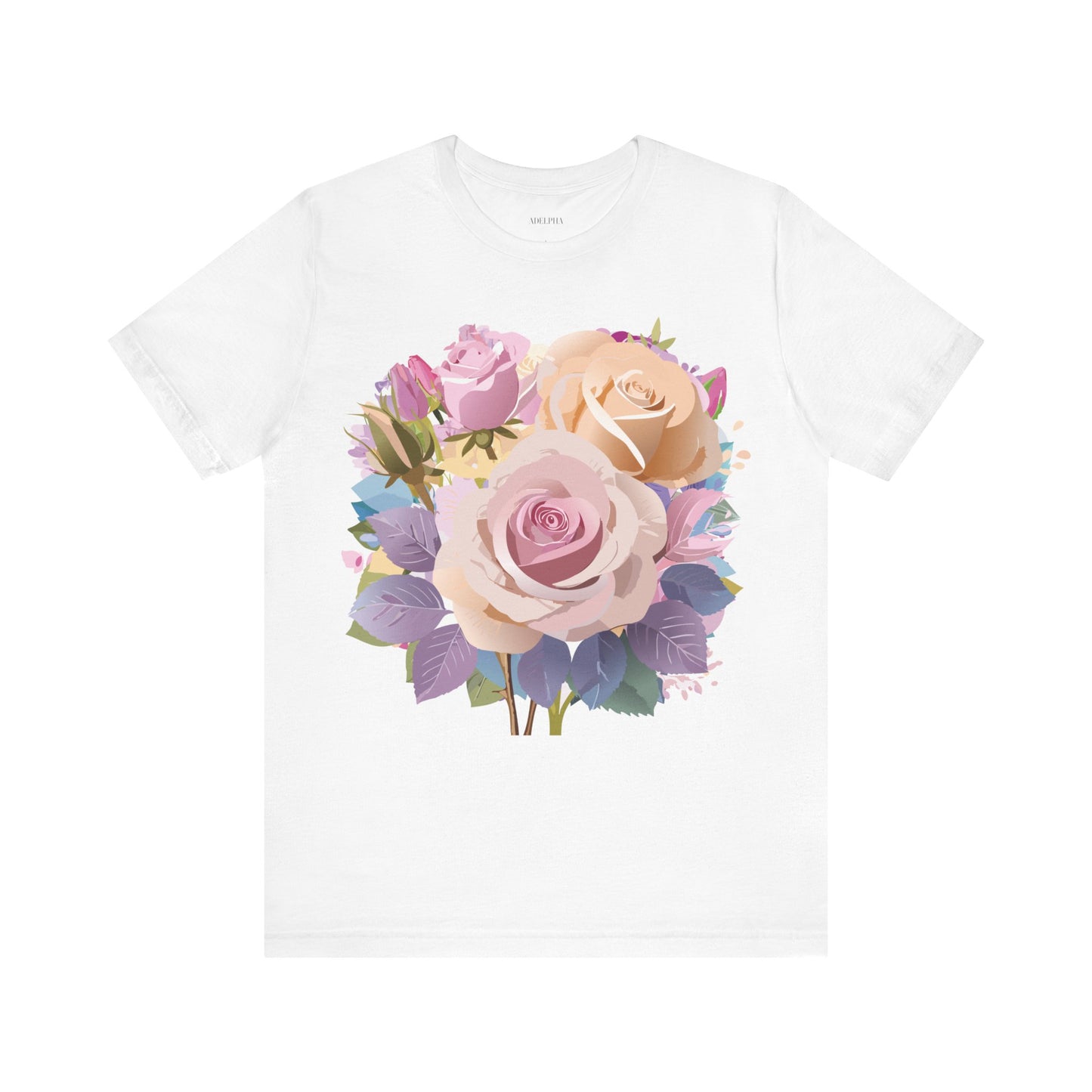 Natural Cotton Tee Shirt with Flowers