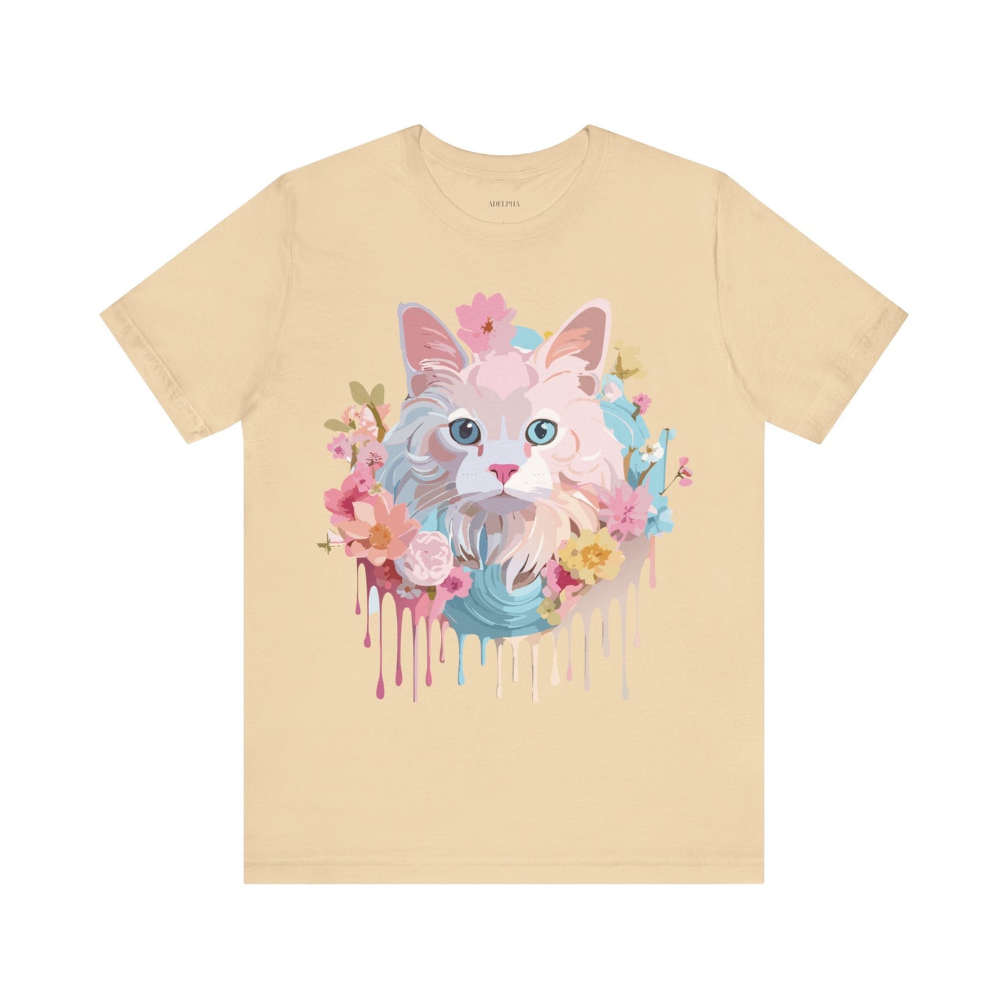 Natural Cotton Tee Shirt with Cat