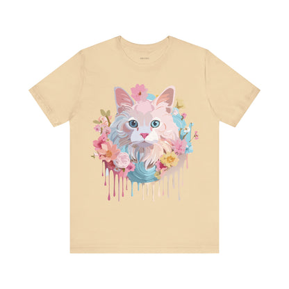 Natural Cotton Tee Shirt with Cat Printify