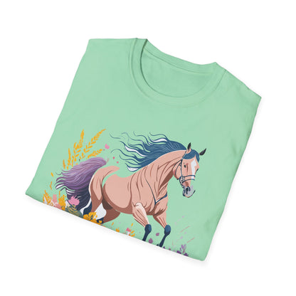 Unisex Horse Shirt With Animal Design Gildan Softstyle 64000 Tee