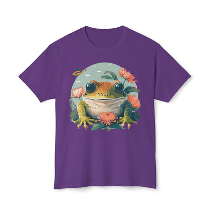 Vintage Frog Art T Shirt With Floral Full Color Print Unisex Tee