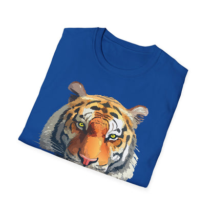 Tiger Print T Shirt Unisex Animal Tee 100 Percent Cotton Softstyle Gildan 64000