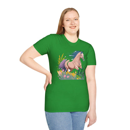 Unisex Horse Shirt With Animal Design Gildan Softstyle 64000 Tee