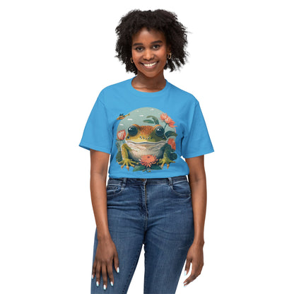 Vintage Frog Art T Shirt With Floral Full Color Print Unisex Tee
