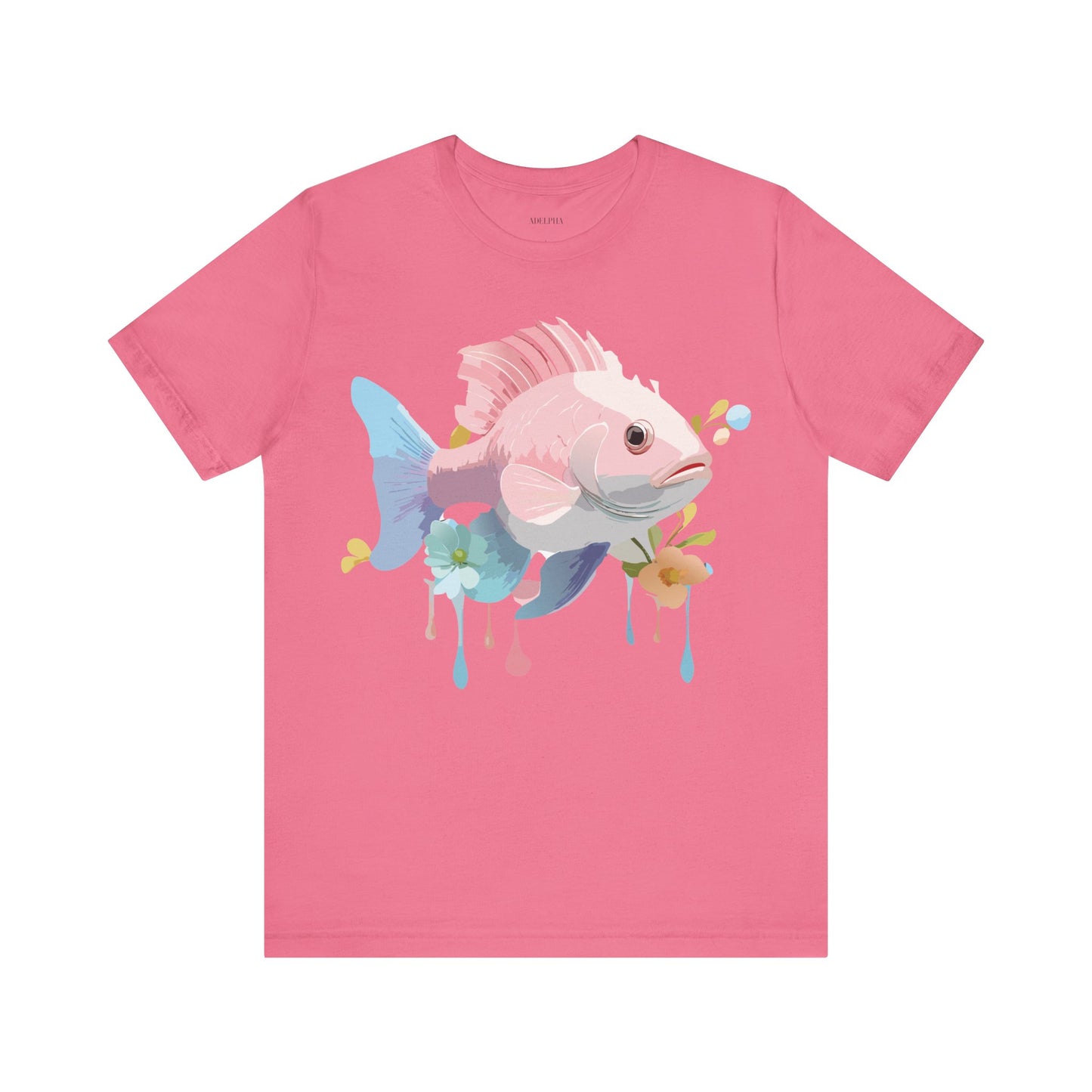 Natural Cotton Tee Shirt with Fish