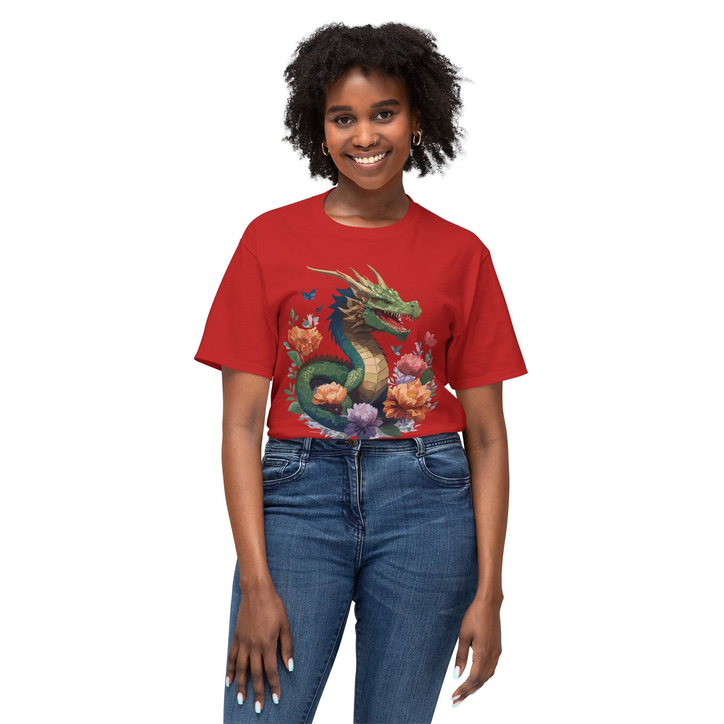 Dragon T-Shirt, Vintage Dragon Tee, Floral Tees, Dragon Art Design Shirt, Tee Shirt with Dragon 6