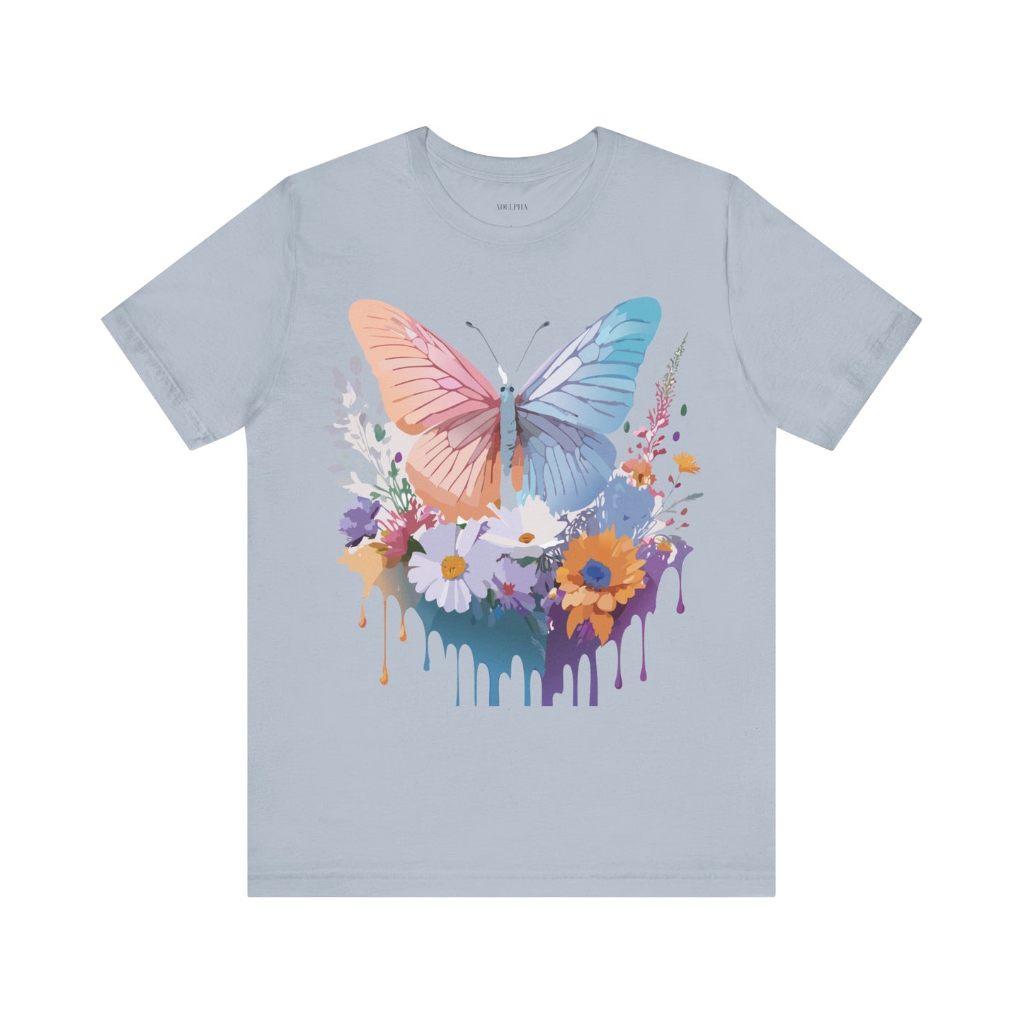 Natural Cotton Tee Shirt with Butterfly