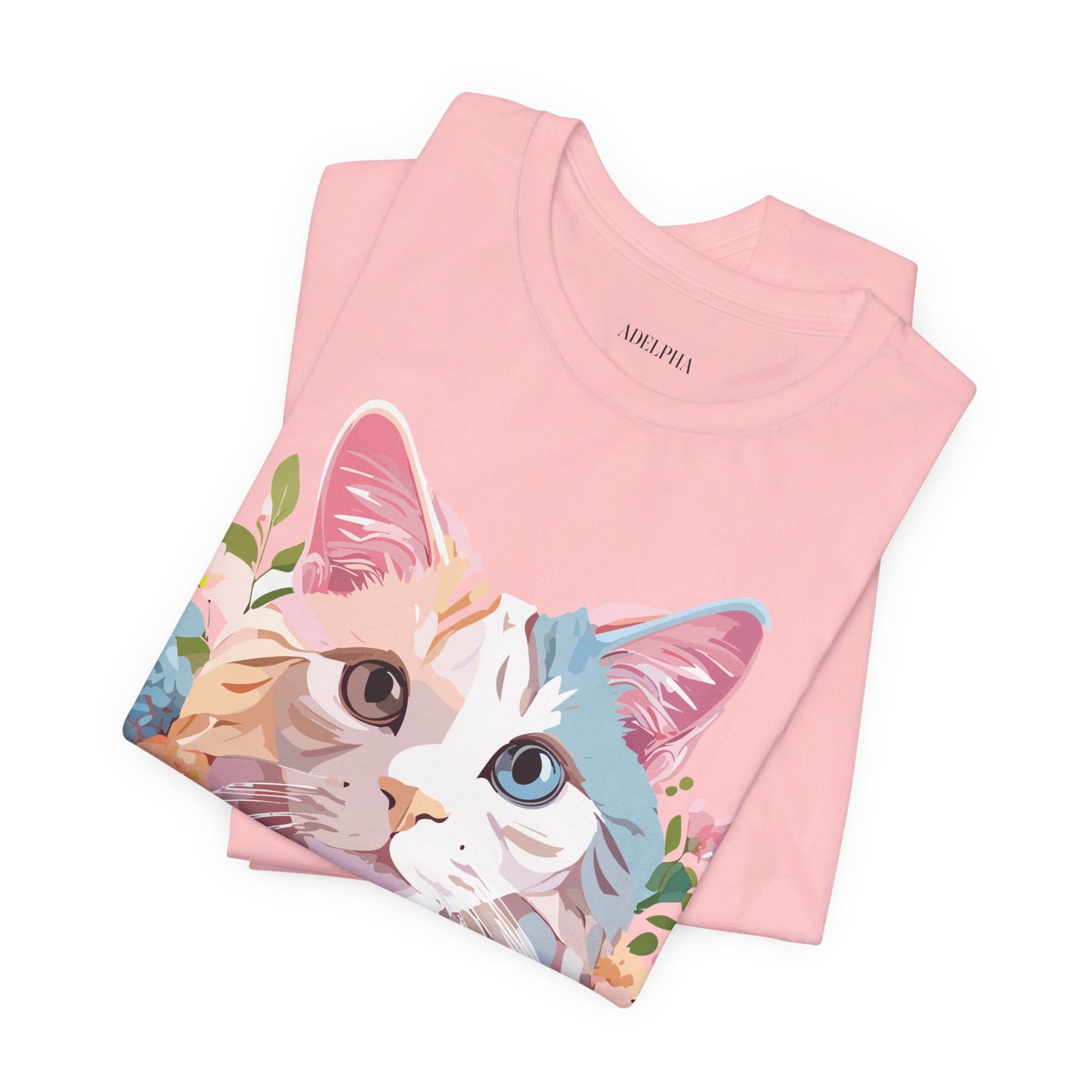 Natural Cotton Tee Shirt with Cat