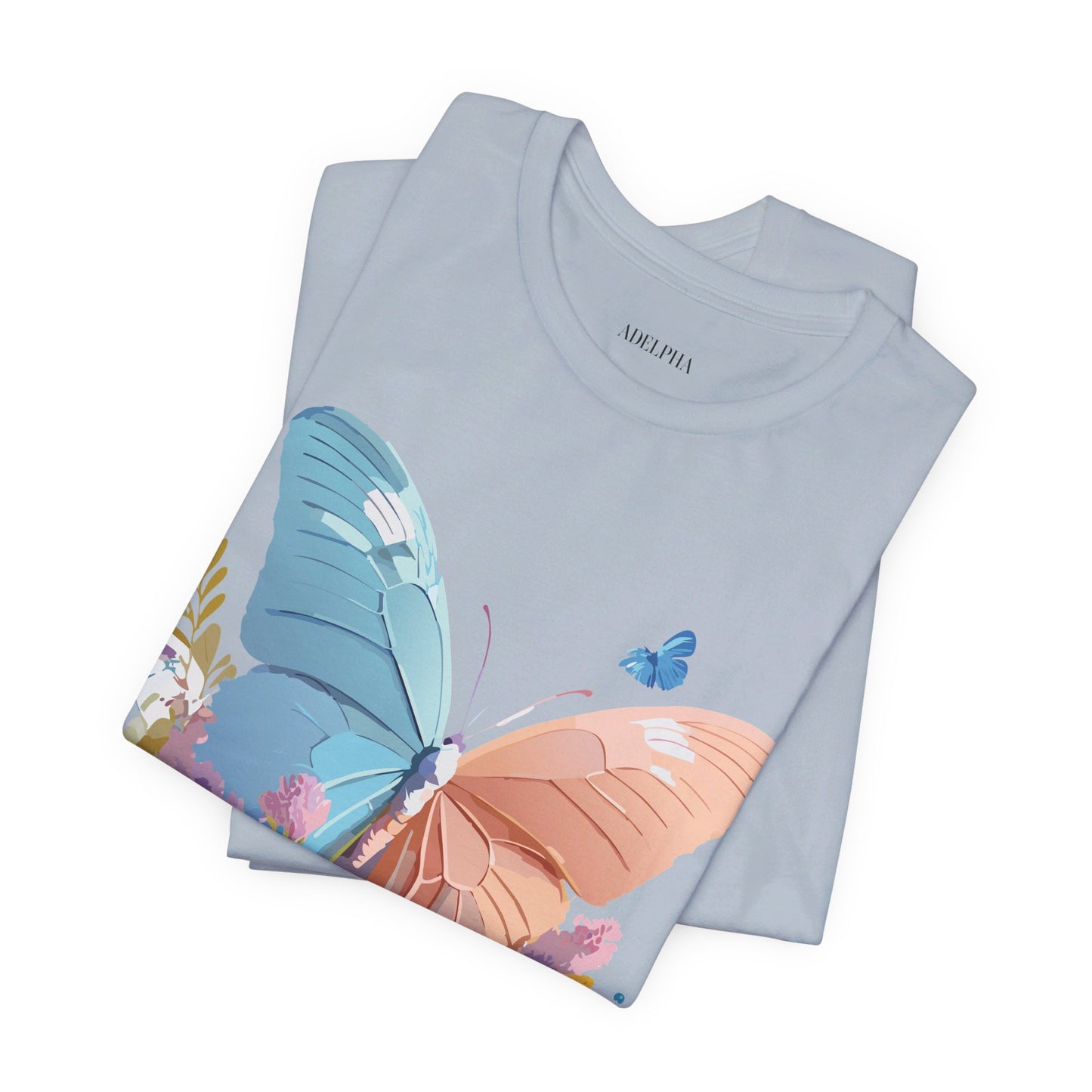 Natural Cotton Tee Shirt with Butterfly