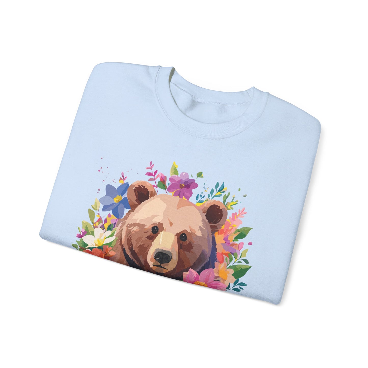 Unisex Floral Bear Sweatshirt, Animals Sweatshirt, Floral Sweatshirt, Art Design Sweatshirt