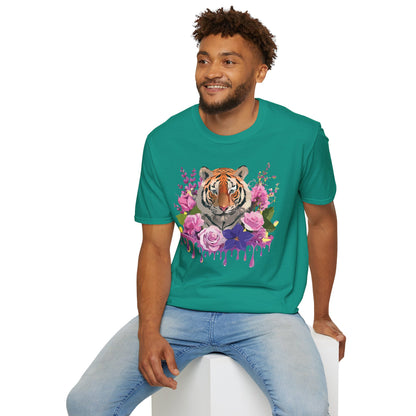 Tiger Print Shirt Unisex Animal Tee Softstyle Gildan 64000 Cotton