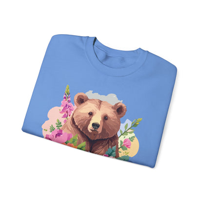 Unisex Floral Bear Sweatshirt With Art Design Animals Print Graphic