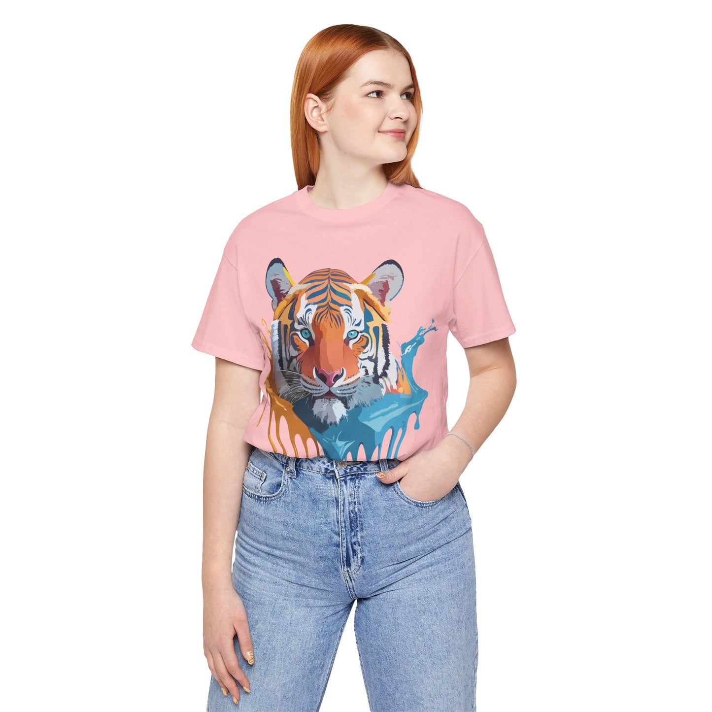 T-shirt en coton naturel avec motif tigre