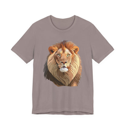 Safari Lion Head Illustration T-Shirt Unisex Cotton Realistic Lion Portrait Tee 3
