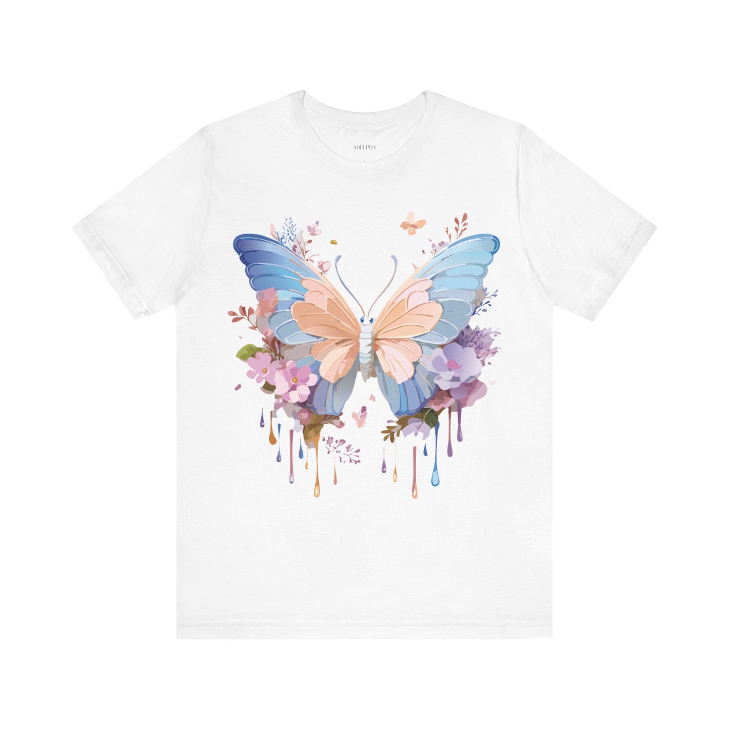 Natural Cotton Tee Shirt with Butterfly